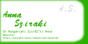 anna sziraki business card